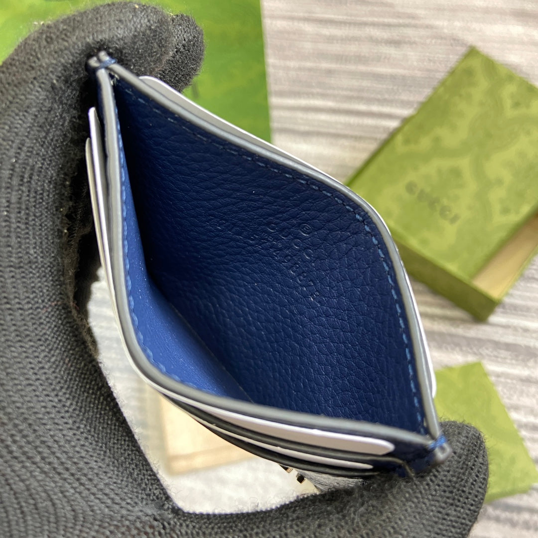 CARD HOLDER 10 IN CLASSIC BLUE CALFSKIN