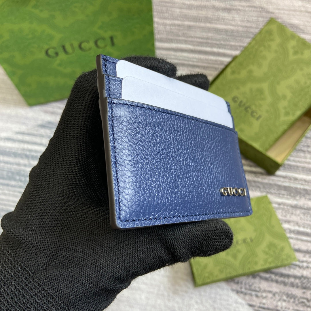 CARD HOLDER 10 IN CLASSIC BLUE CALFSKIN