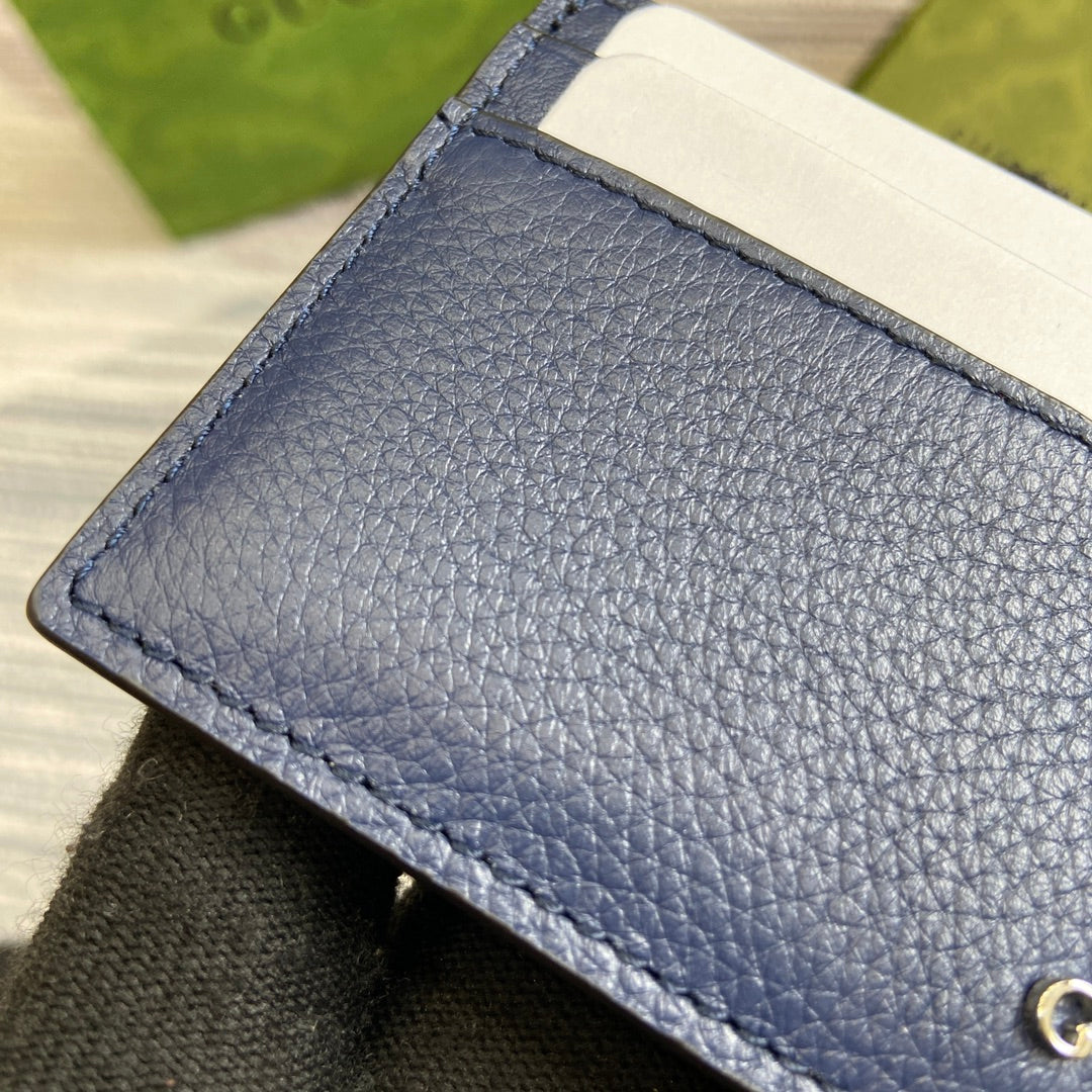 CARD HOLDER 10 IN CLASSIC BLUE CALFSKIN