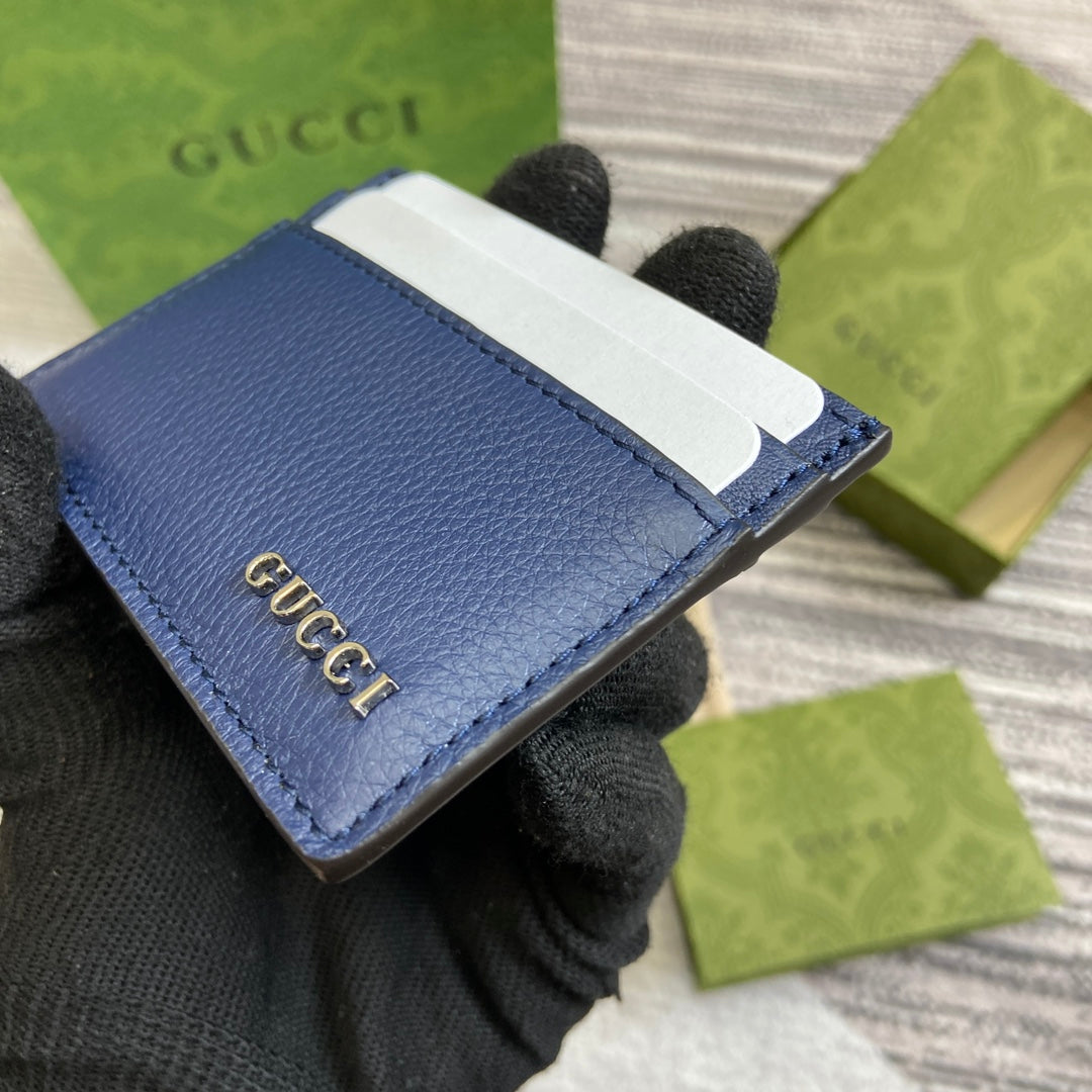 CARD HOLDER 10 IN CLASSIC BLUE CALFSKIN