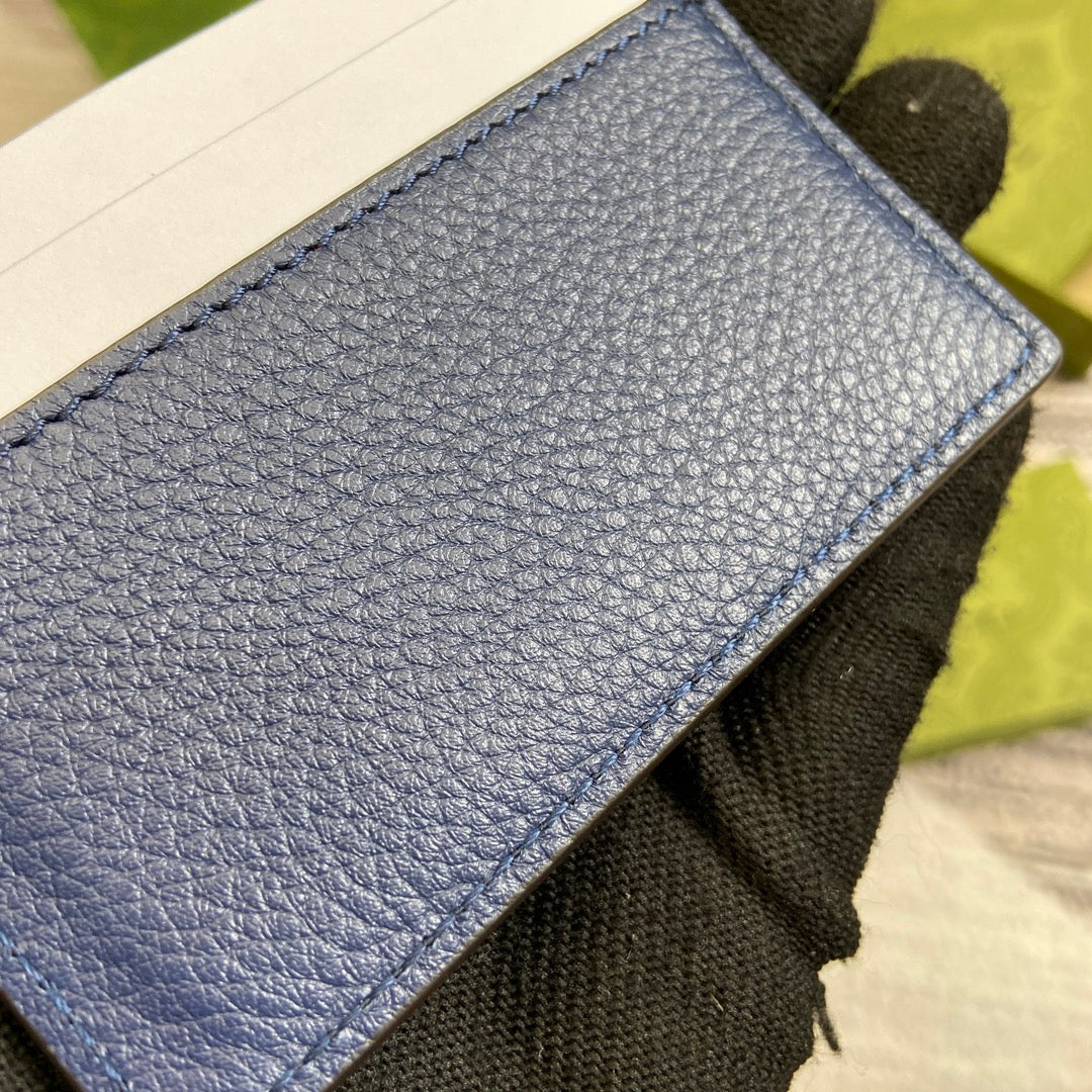 CARD HOLDER 10 IN CLASSIC BLUE CALFSKIN