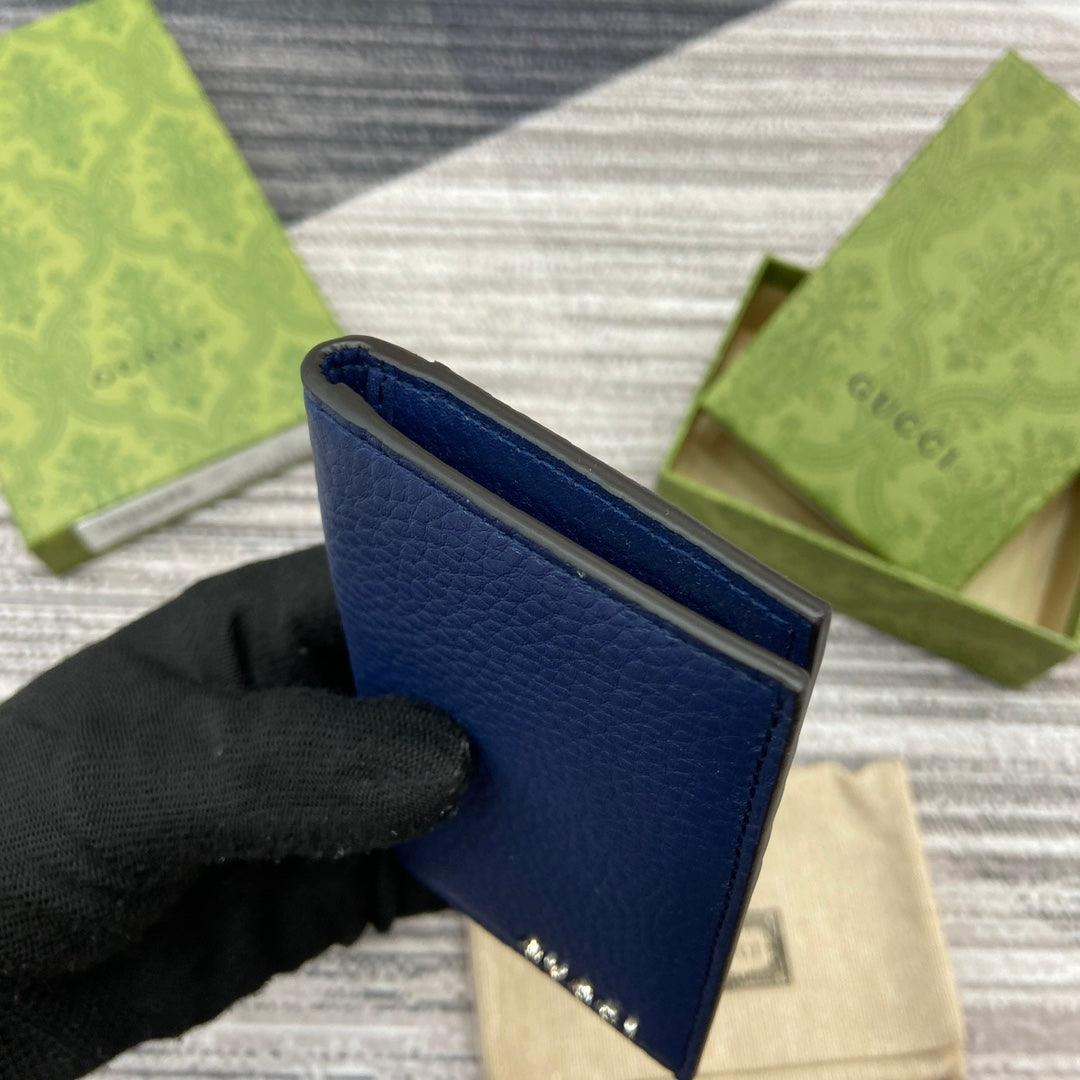 LONG CARD HOLDER 12 IN CLASSIC BLUE CALFSKIN