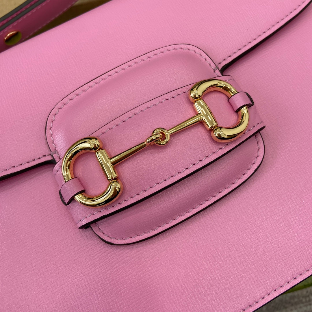 HORSEBIT 1955 SHOULDER BAG 25 IN PINK LAMBSKIN GOLD HARDWARE