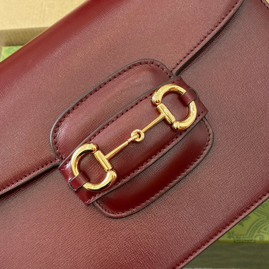 HORSEBIT 1955 SHOULDER BAG 25 IN WINE RED LAMBSKIN GOLD HARDWARE