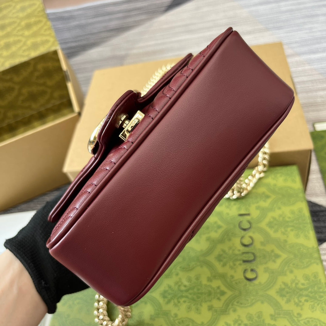 GG MARMONT 13 MINI TOP HANDLE BAG ROSSO ANCORA RED CALFSKIN