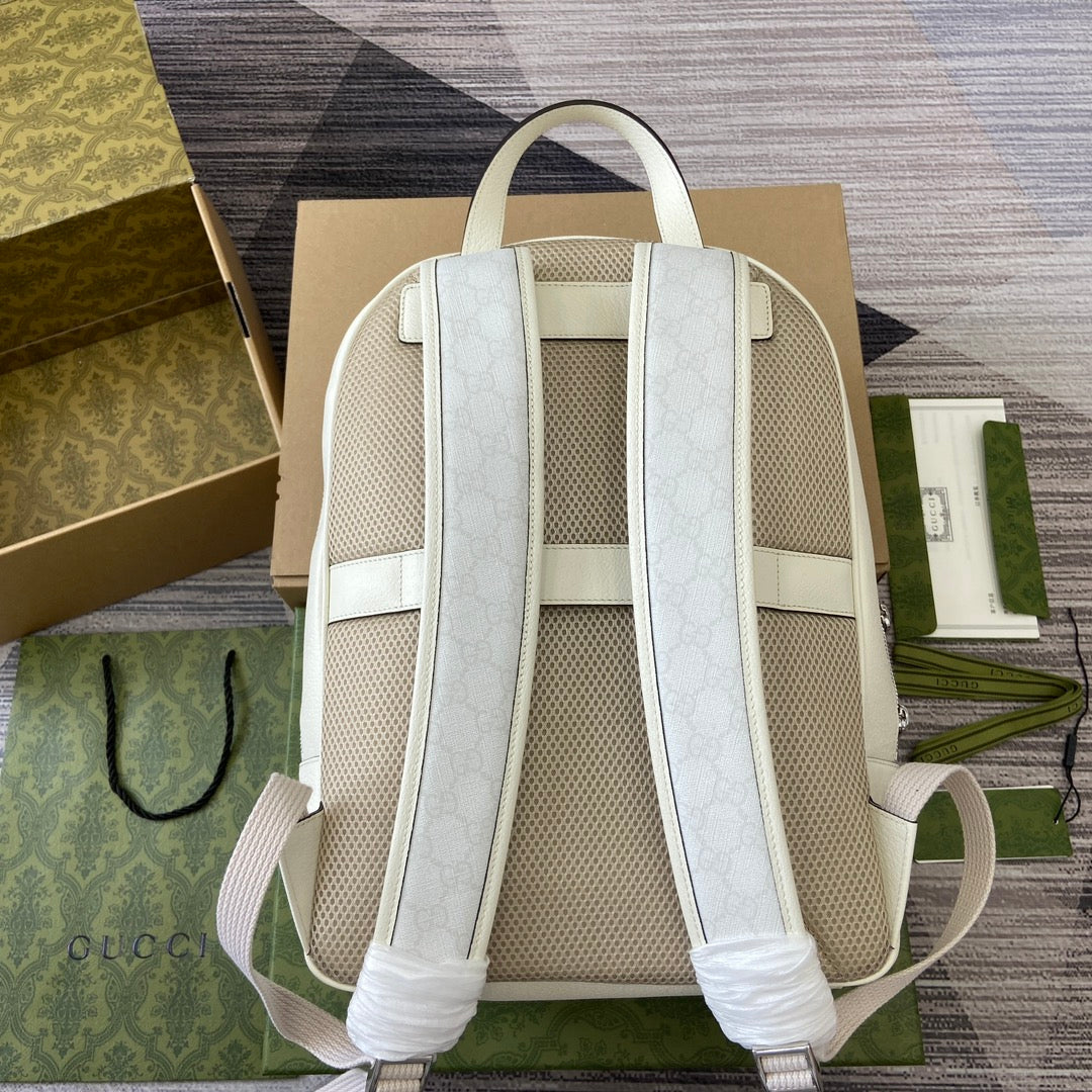 MEDIUM 40 GG BACKPACK WITH TAG WHITE CALFSKIN AND CANVAS