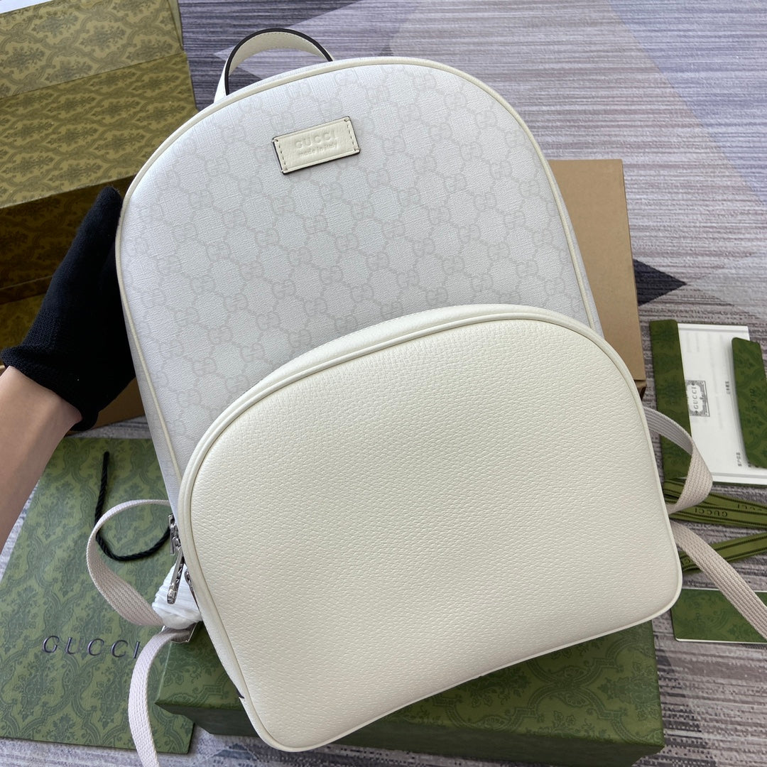 MEDIUM 40 GG BACKPACK WITH TAG WHITE CALFSKIN AND CANVAS