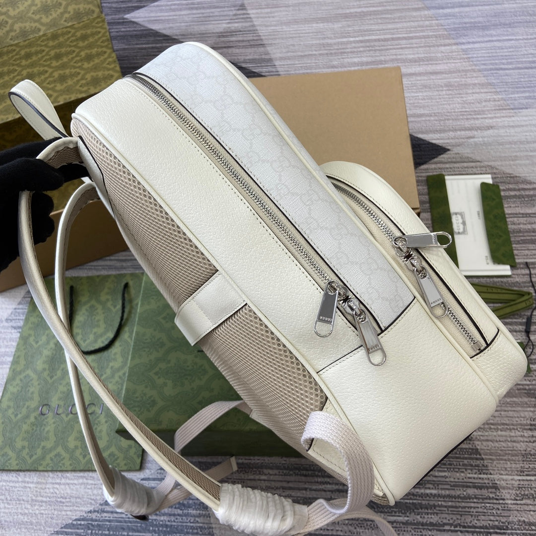 MEDIUM 40 GG BACKPACK WITH TAG WHITE CALFSKIN AND CANVAS