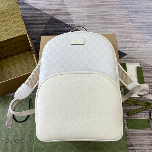 MEDIUM 40 GG BACKPACK WITH TAG WHITE CALFSKIN AND CANVAS