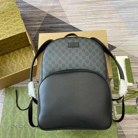 MEDIUM 40 GG BACKPACK WITH TAG BLACK CALFSKIN AND CANVAS