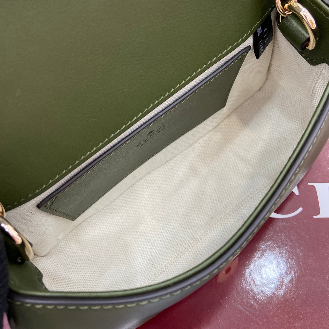 BLONDIE MINI SHOULDER BAG 21 IN JUNIPER GREEN CALFSKIN AND SUEDE GOLD HARDWARE