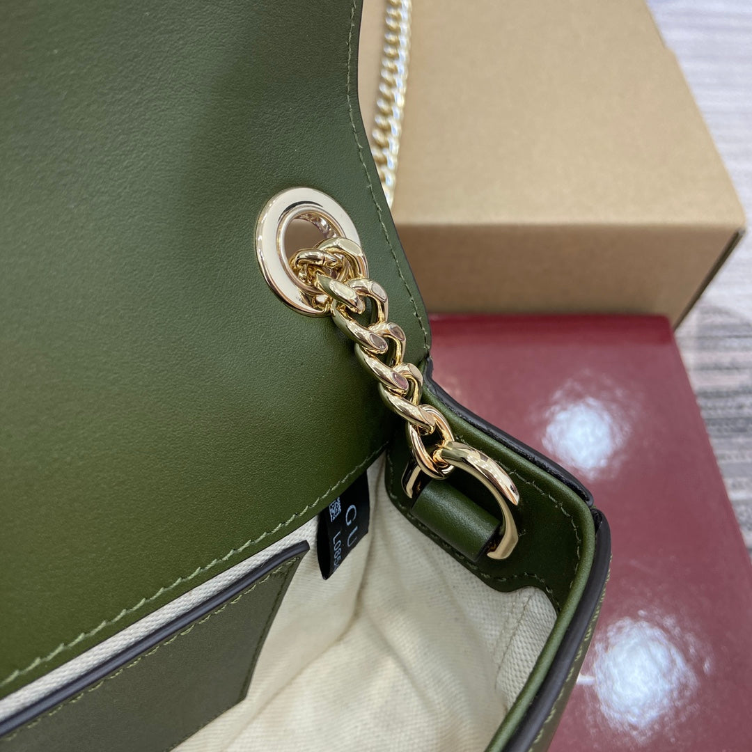 BLONDIE MINI SHOULDER BAG 21 IN JUNIPER GREEN CALFSKIN AND SUEDE GOLD HARDWARE