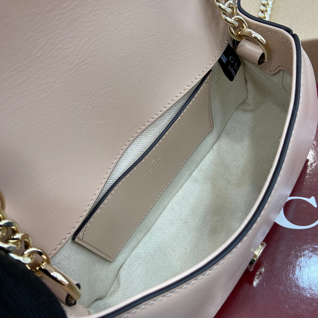 BLONDIE MINI SHOULDER BAG 21 IN BEIGE CALFSKIN GOLD HARDWARE