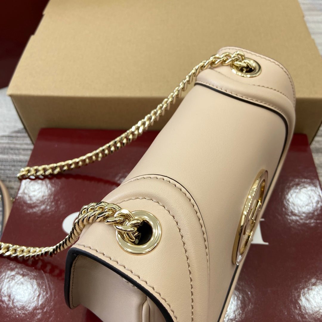 BLONDIE MINI SHOULDER BAG 21 IN BEIGE CALFSKIN GOLD HARDWARE