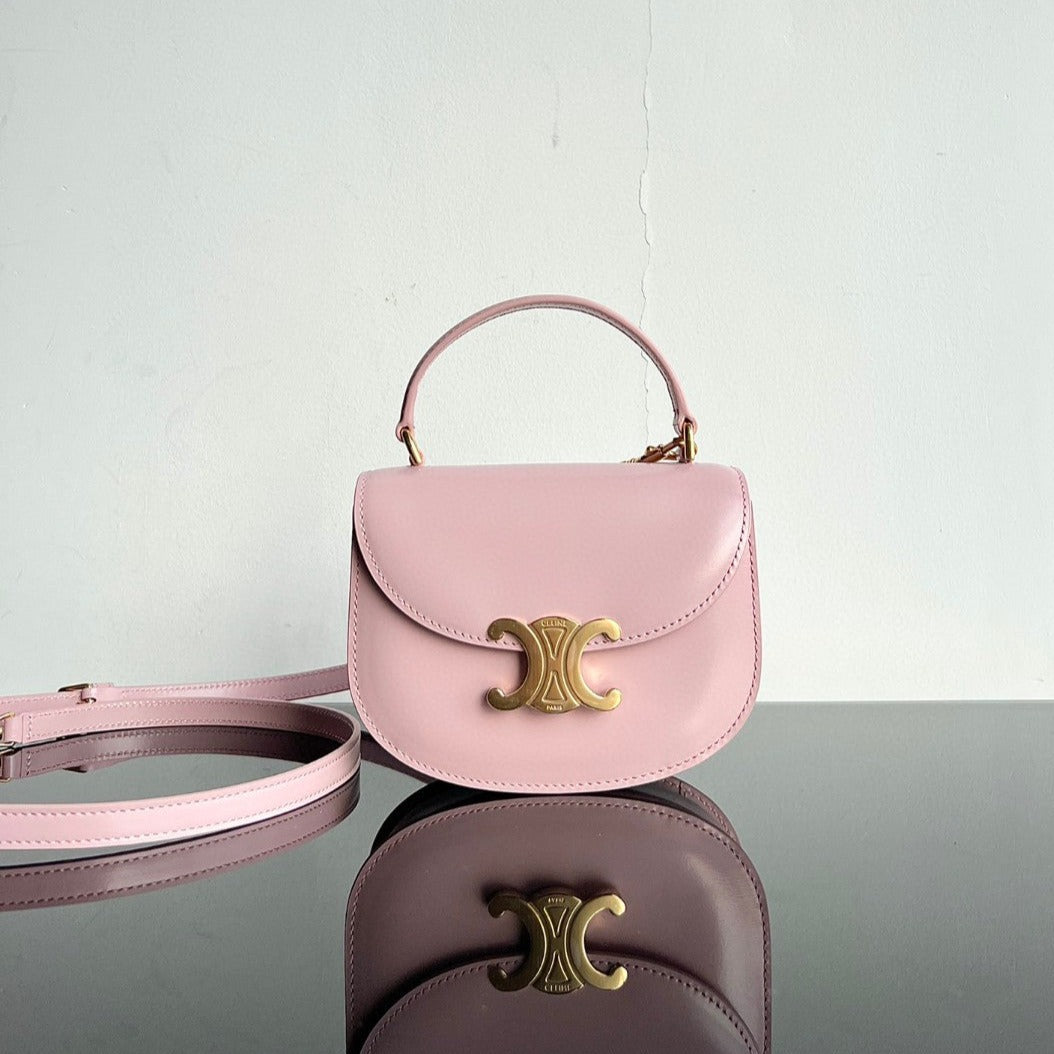 TRIOMPHE 15 Pastel Pink Calfskin Handbag