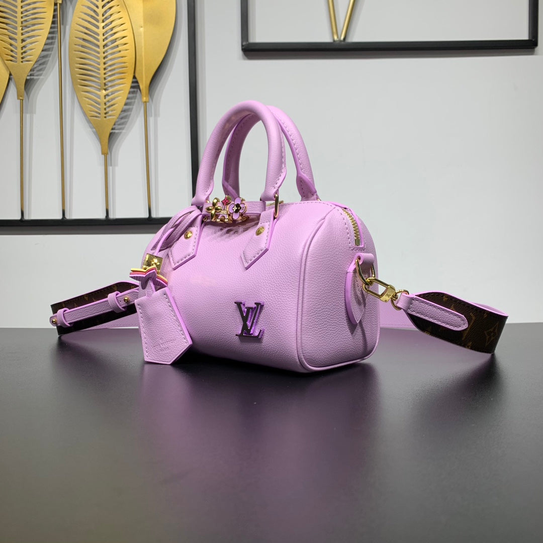 SPEEDY 18 IN LAVENDER CALFSKIN GOLD HARDWARE