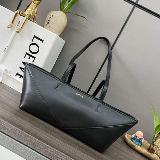 PUZZLE FOLD CROPPED 39 BAG IN BLACK SOLF GRAINED CALFSKIN