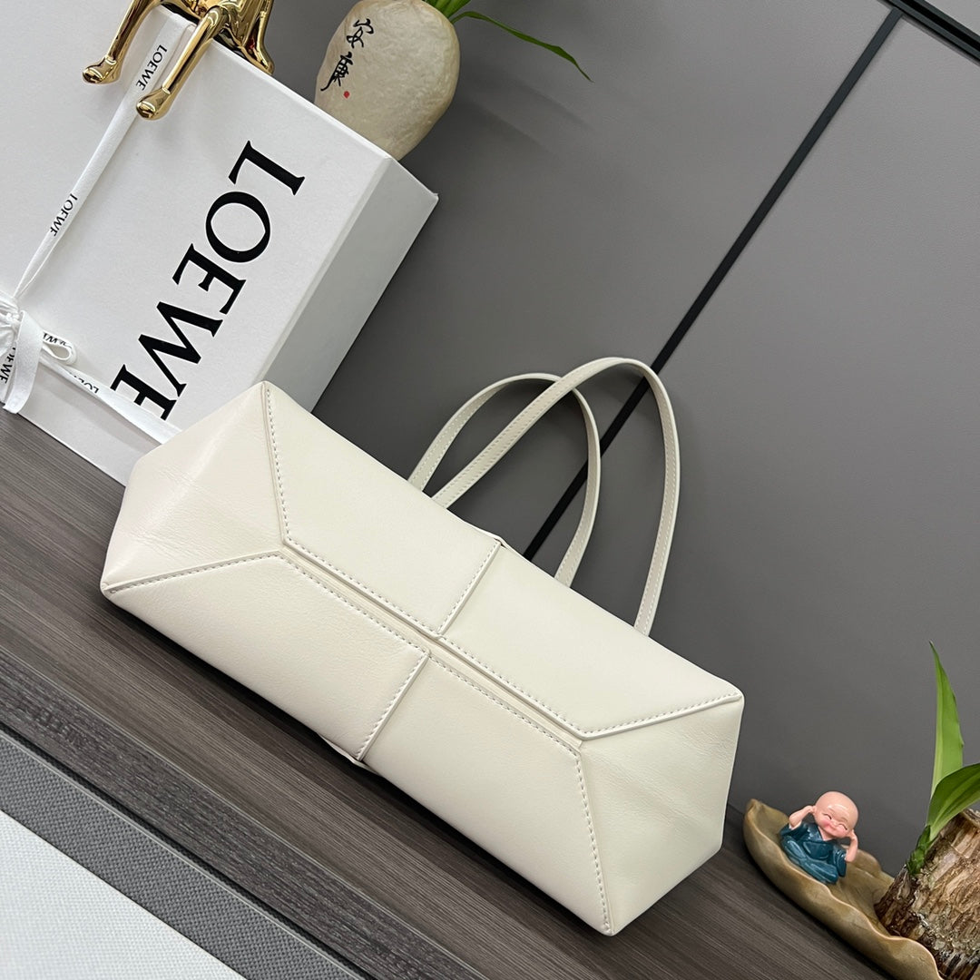 PUZZLE FOLD CROPPED 39 BAG IN WHITE SOLF GRAINED CALFSKIN