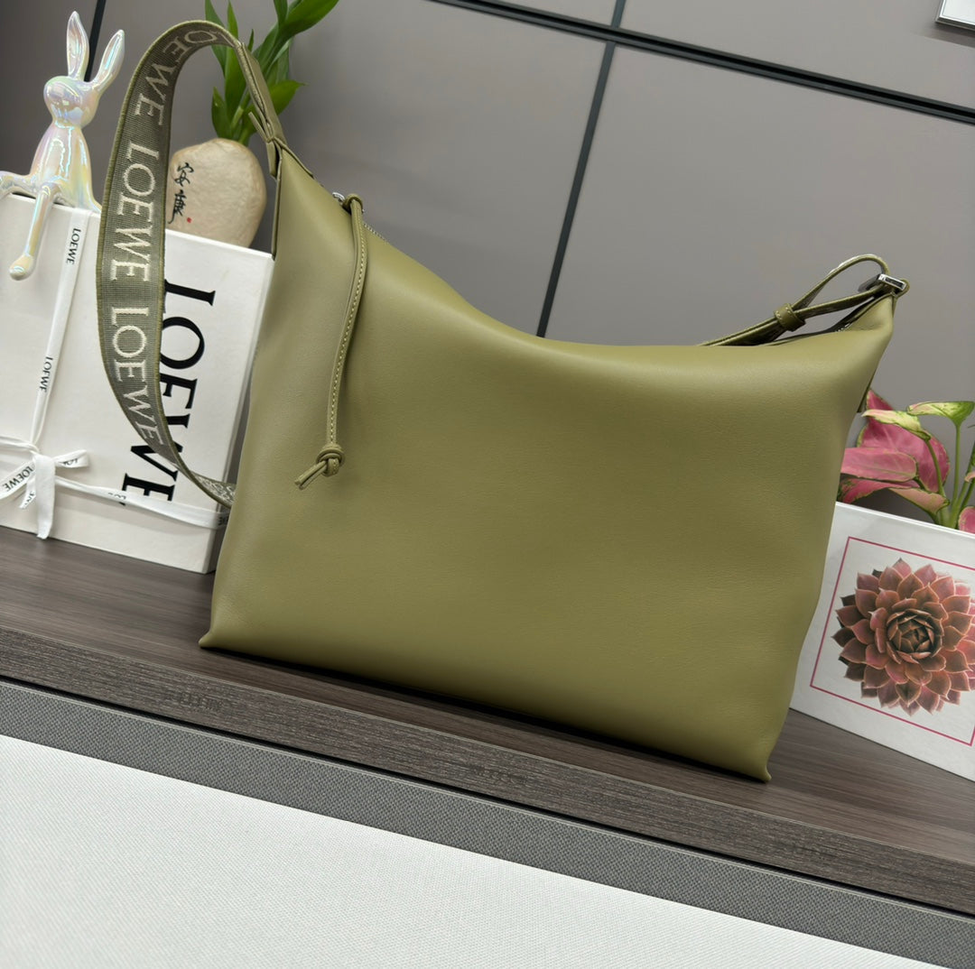 CUBI CROSSBODY 44 BAG IN OLIVE GREEN SMOOTH CALFSKIN AND JACQUARD