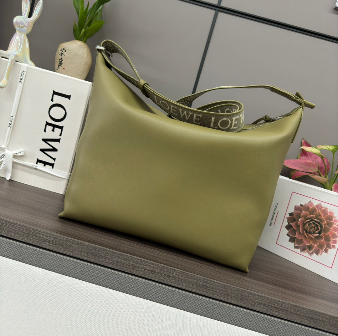 CUBI CROSSBODY 44 BAG IN OLIVE GREEN SMOOTH CALFSKIN AND JACQUARD