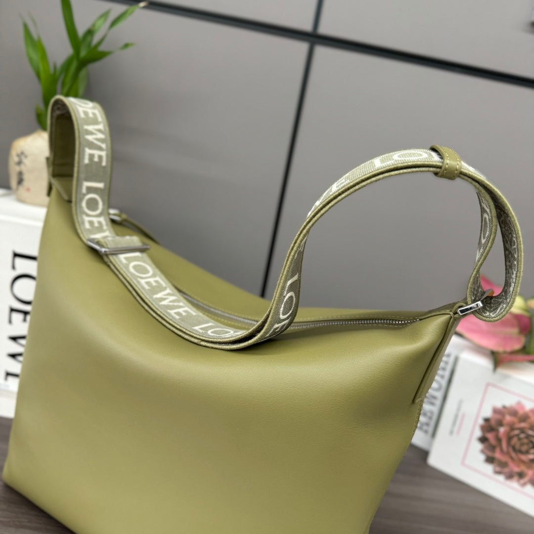 CUBI CROSSBODY 44 BAG IN OLIVE GREEN SMOOTH CALFSKIN AND JACQUARD