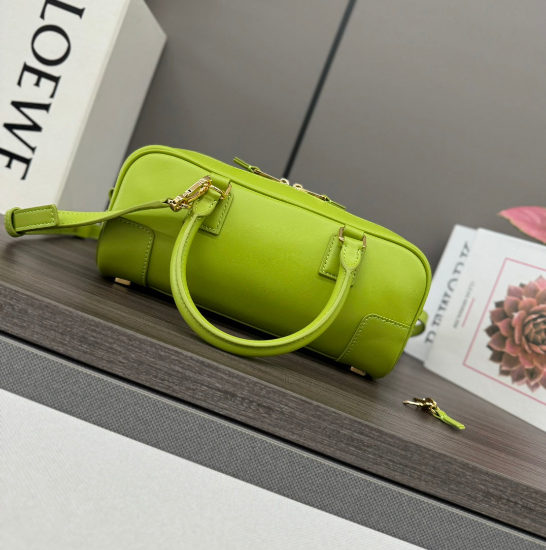 AMAZONA 23 CROPPED BAG IN PEAR GREEN SOFT GRAINED CALFSKIN