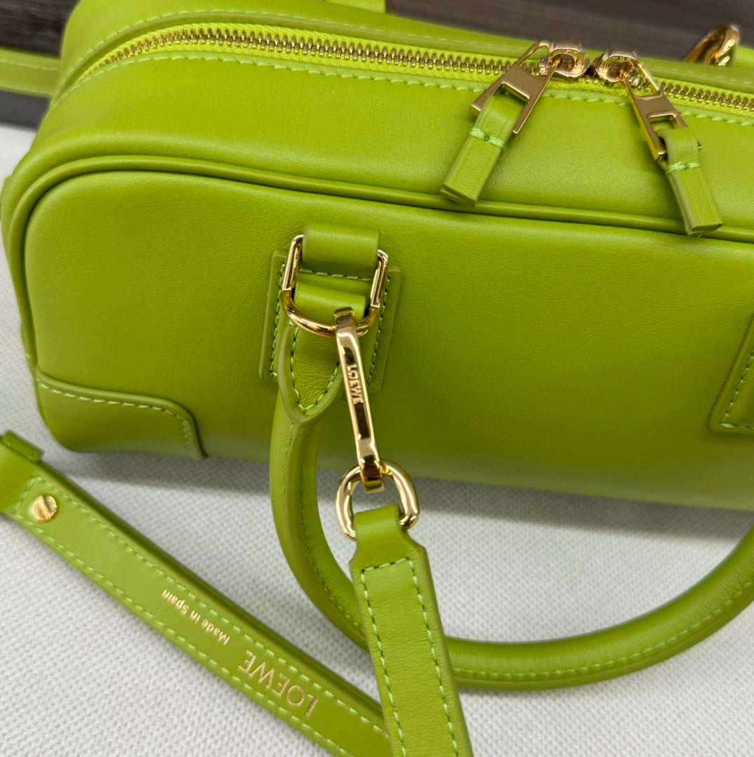 AMAZONA 23 CROPPED BAG IN PEAR GREEN SOFT GRAINED CALFSKIN