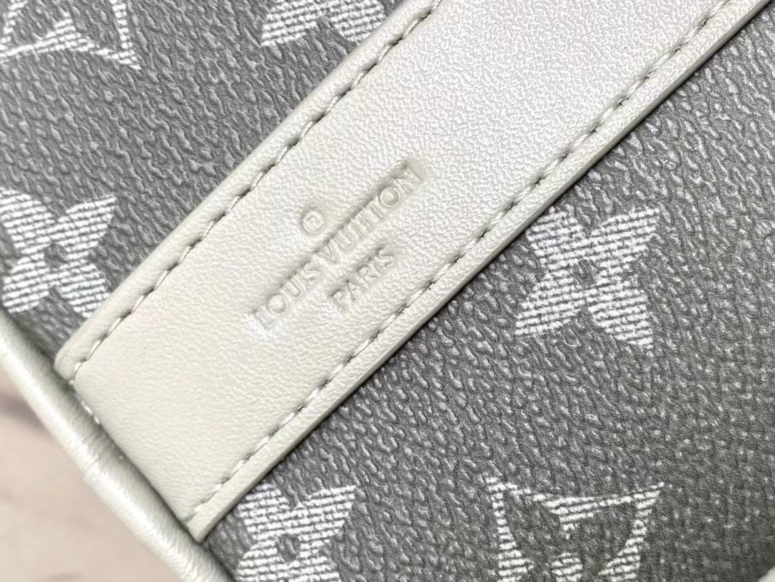 KEEPALL BANDOULIÈRE 25 IN GRAY MONOGRAM GRADIENT CANVAS