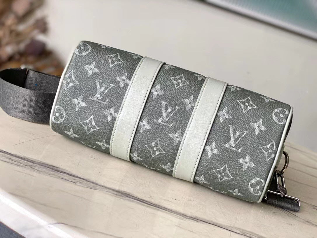 KEEPALL BANDOULIÈRE 25 IN GRAY MONOGRAM GRADIENT CANVAS