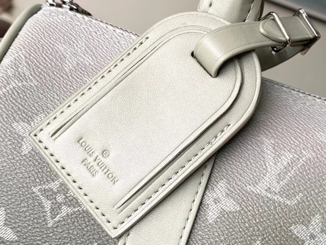 KEEPALL BANDOULIÈRE 25 IN GRAY MONOGRAM GRADIENT CANVAS