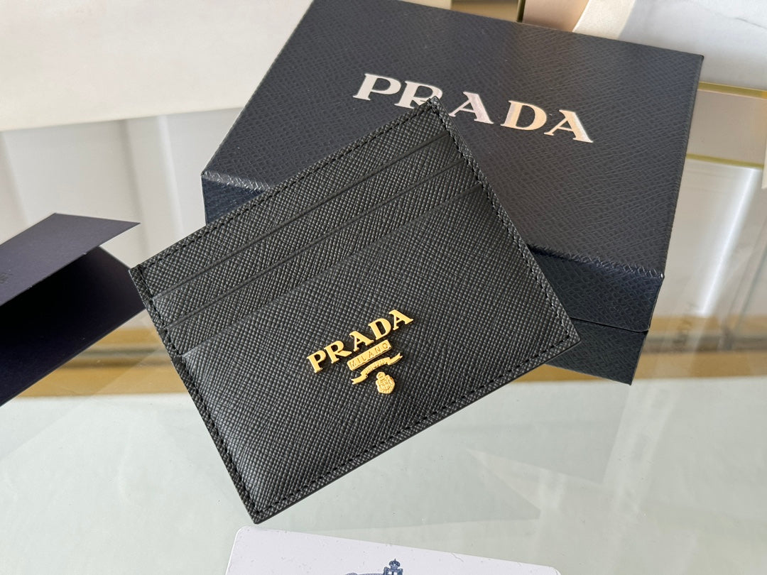 PRA 10 CARD HOLDER IN BLACK CALFSKIN