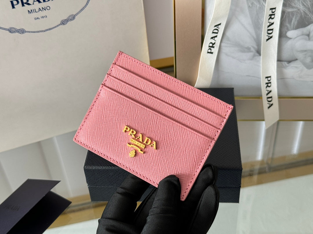 PRA 10 CARD HOLDER IN LIGHT PINK CALFSKIN