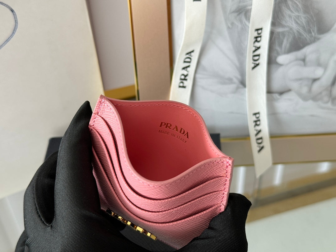 PRA 10 CARD HOLDER IN LIGHT PINK CALFSKIN