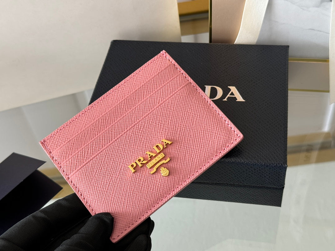 PRA 10 CARD HOLDER IN LIGHT PINK CALFSKIN