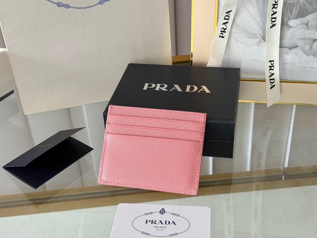 PRA 10 CARD HOLDER IN LIGHT PINK CALFSKIN