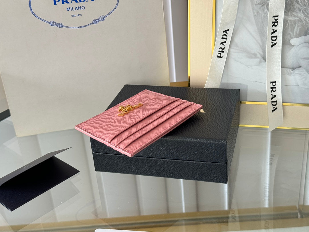 PRA 10 CARD HOLDER IN LIGHT PINK CALFSKIN