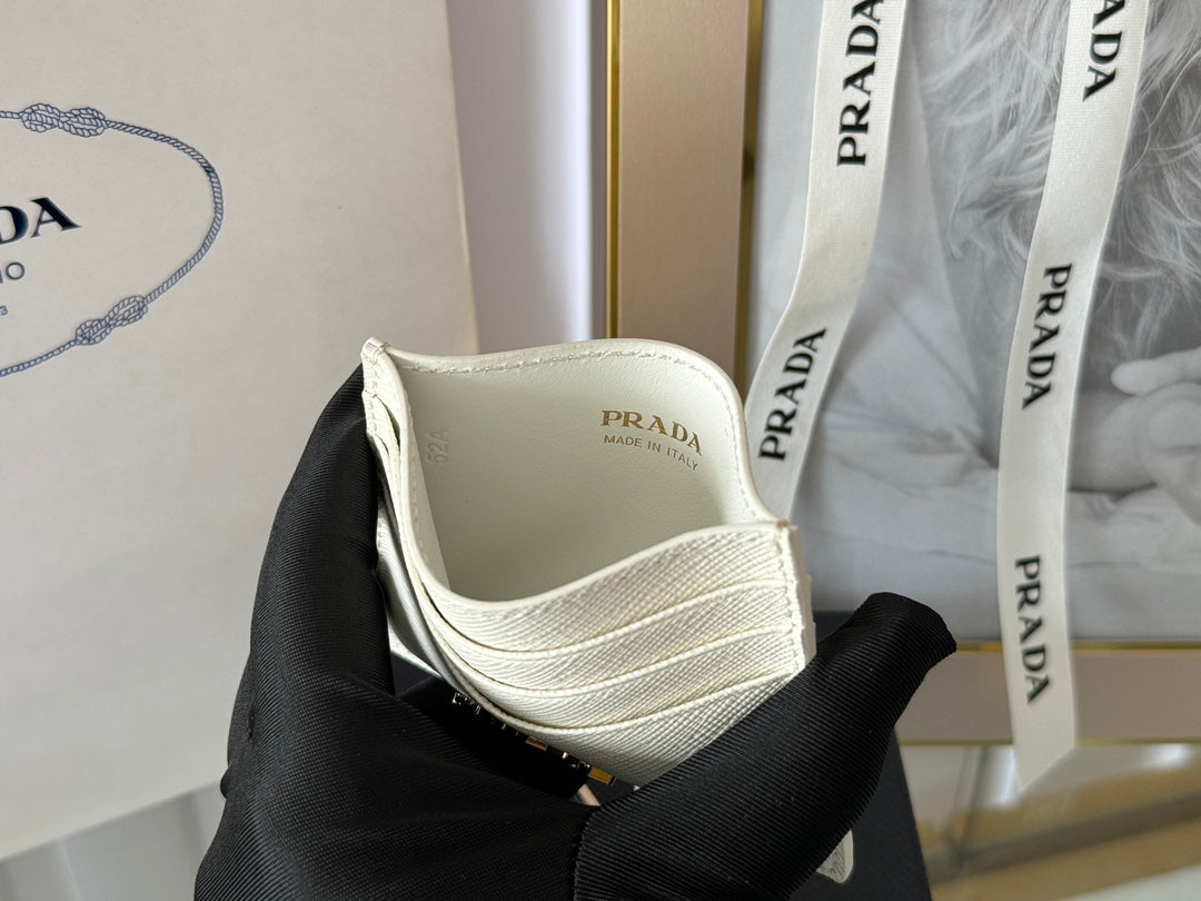 PRA 10 CARD HOLDER IN WHITE CALFSKIN