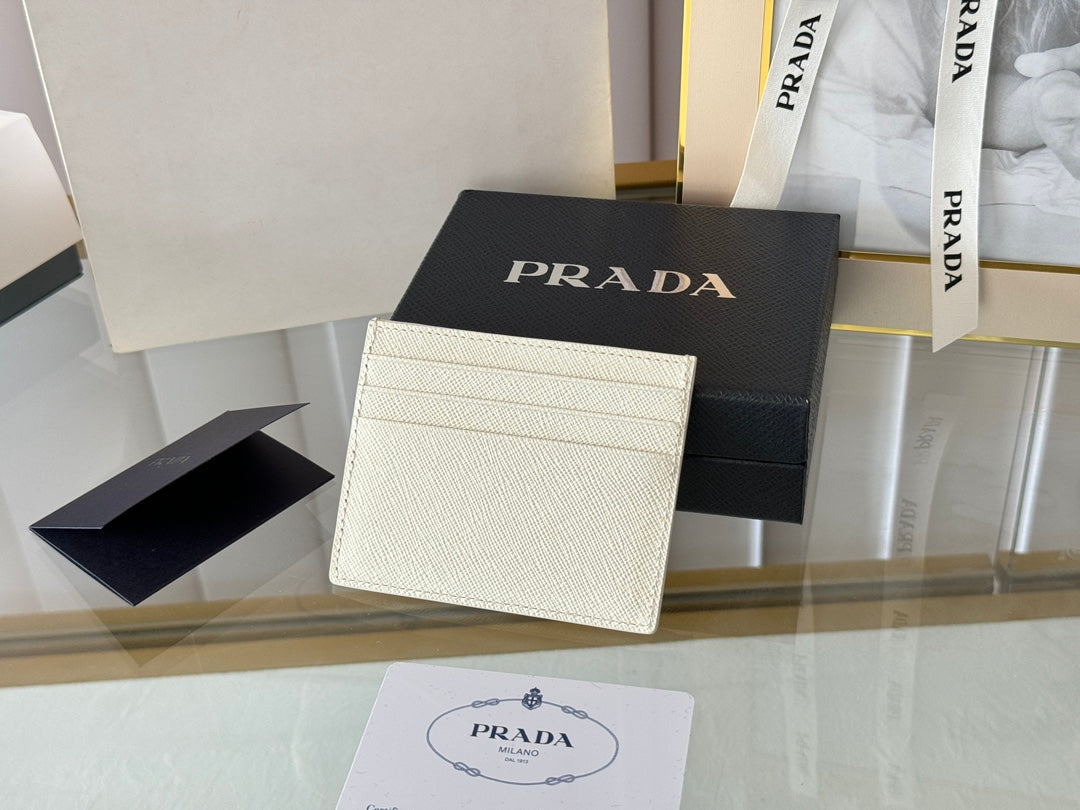 PRA 10 CARD HOLDER IN WHITE CALFSKIN