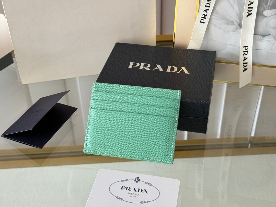 PRA 10 CARD HOLDER IN SEAFOAM GREEN CALFSKIN