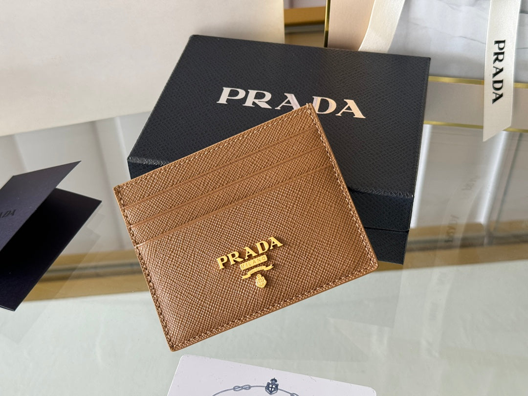 PRA 10 CARD HOLDER IN COFFEE BROWN CALFSKIN