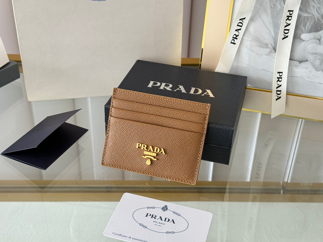 PRA 10 CARD HOLDER IN COFFEE BROWN CALFSKIN