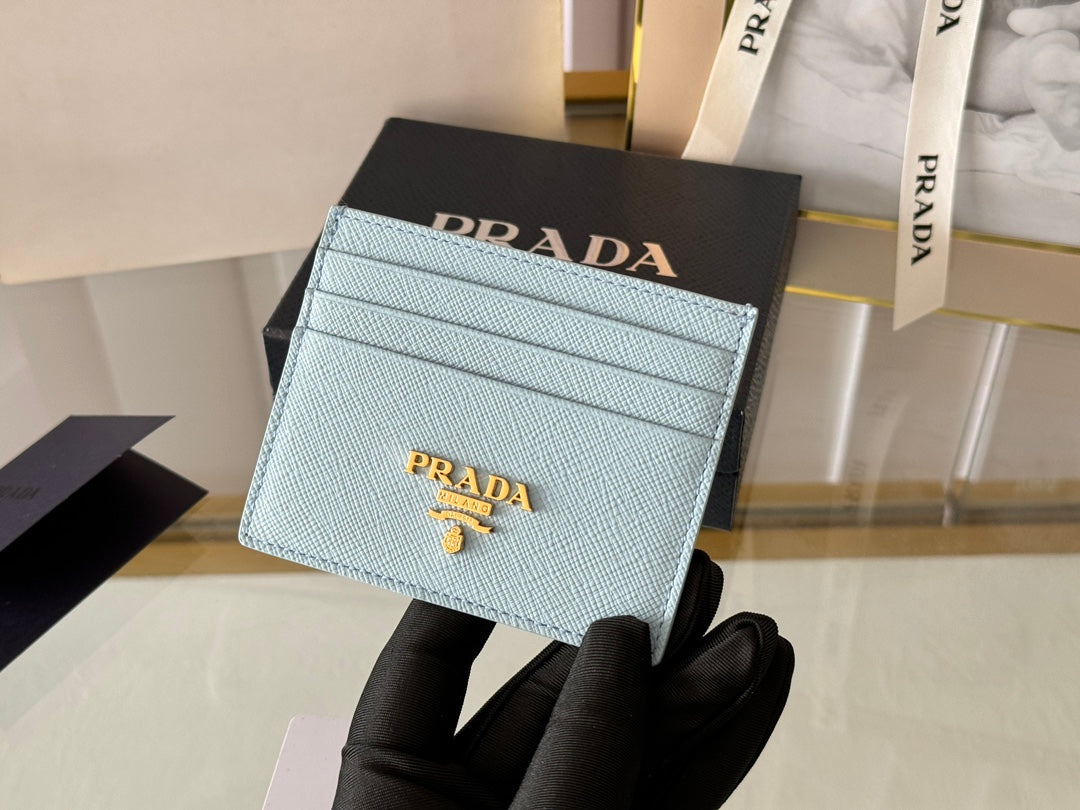 PRA 10 CARD HOLDER IN SKY BLUE CALFSKIN