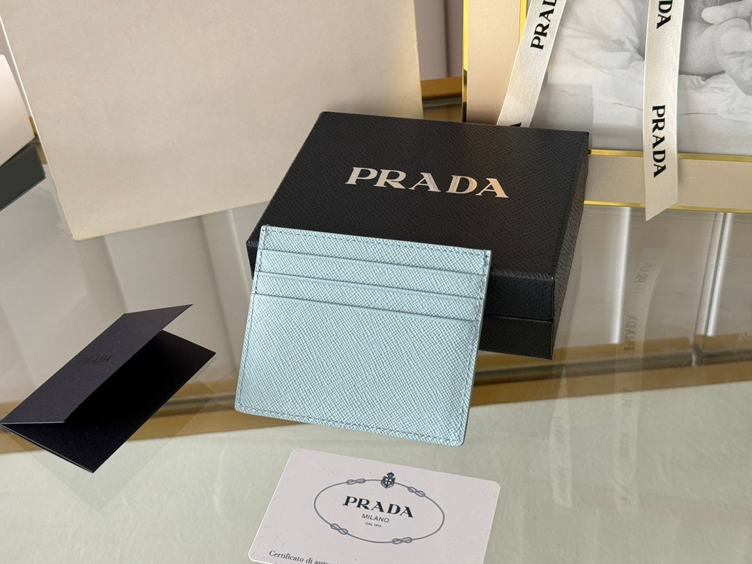 PRA 10 CARD HOLDER IN SKY BLUE CALFSKIN