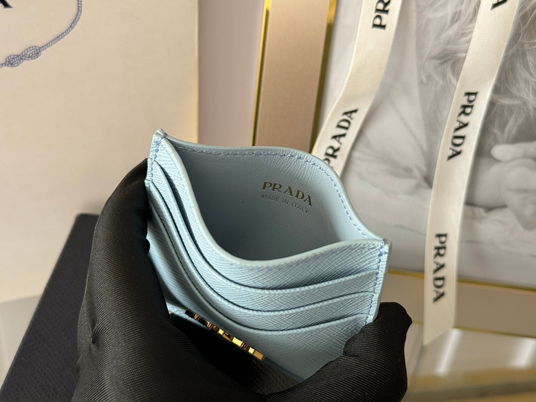 PRA 10 CARD HOLDER IN SKY BLUE CALFSKIN