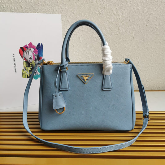 PRA GALLERIA 28 BAG IN SAPPHIRE BLUE SAFFIANO LEATHER