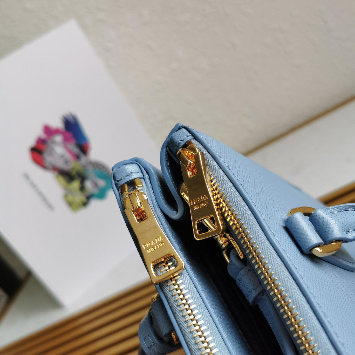 PRA GALLERIA 28 BAG IN SAPPHIRE BLUE SAFFIANO LEATHER