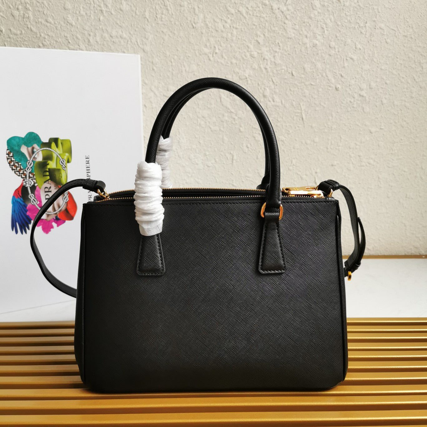 PRA GALLERIA 28 BAG IN BLACK SAFFIANO LEATHER