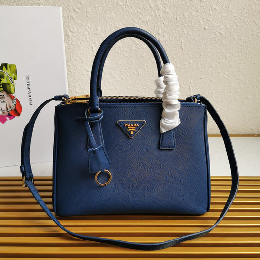 PRA GALLERIA 28 BAG IN NAVY BLUE SAFFIANO LEATHER