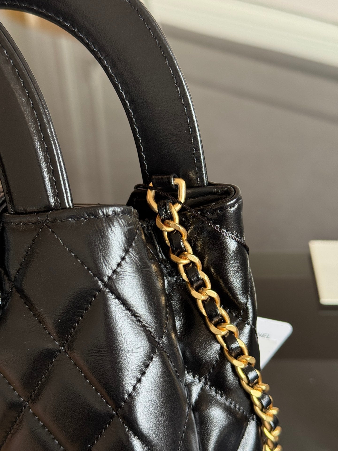 KELLY SHOPPING BAG 19 IN BLACK CALFSKIN GOLD HARDWARE