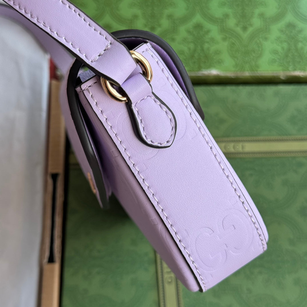 SUPER MINI SHOULDER BAG 21 IN LIGHT VIOLET EMBOSSED CALFSKIN